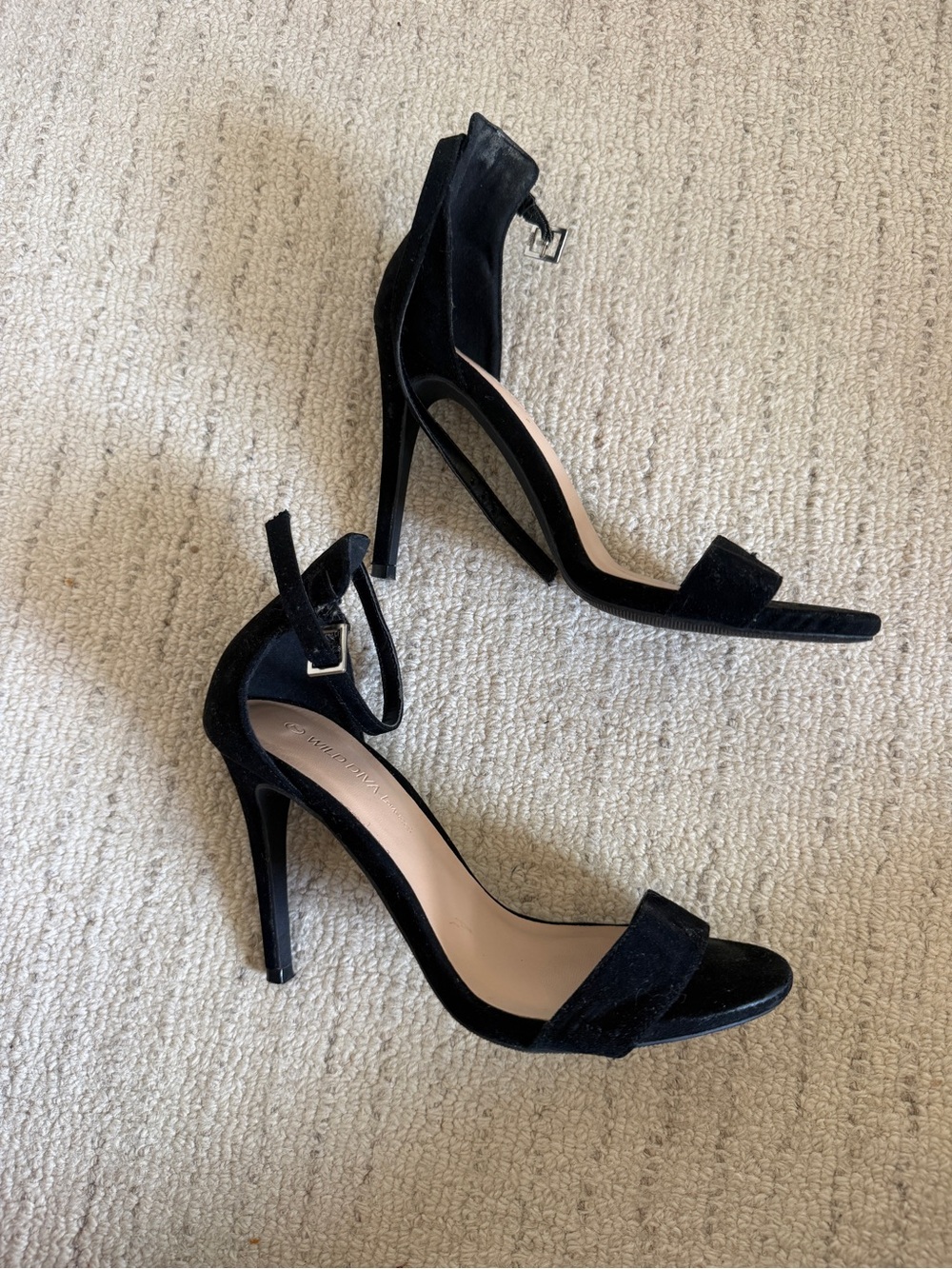 Black Ankle-Strap Open Toe Classic Heels for Women